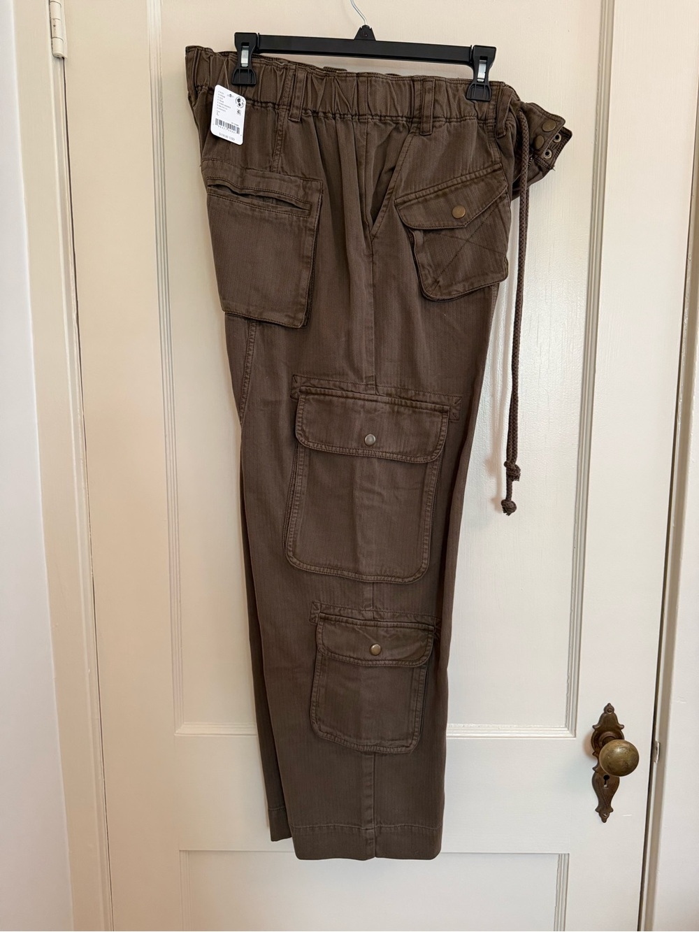 Free People Olive Brown Cargo Trousers with Utility Pockets